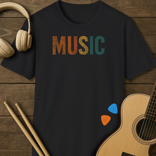 SOUNDOSE Music Retro T-Shirt — Black t-shirt