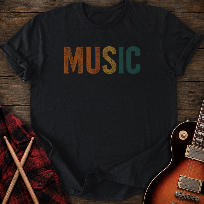 SOUNDOSE Music Retro T-Shirt — Black t-shirt
