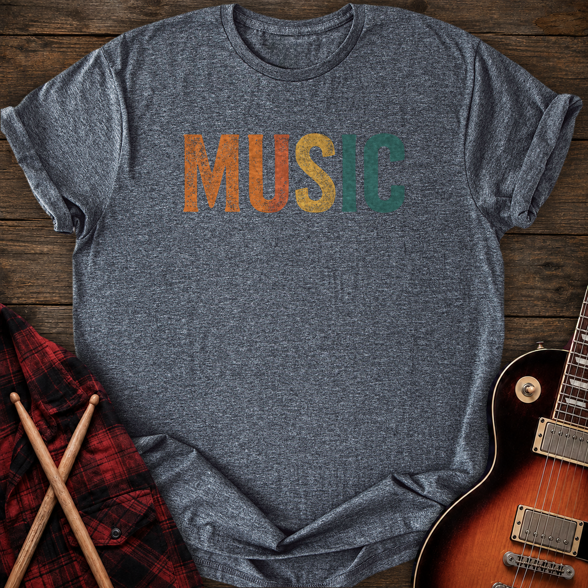 SOUNDOSE Music Retro T-Shirt — Dark Heather t-shirt