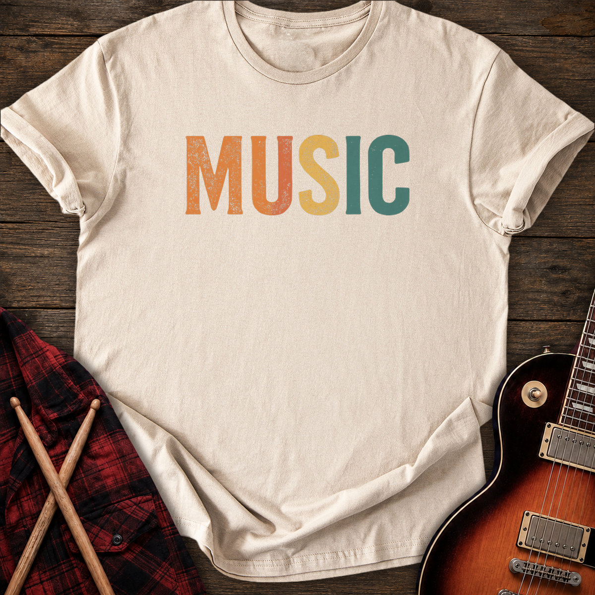SOUNDOSE Music Retro T-Shirt — Sand t-shirt