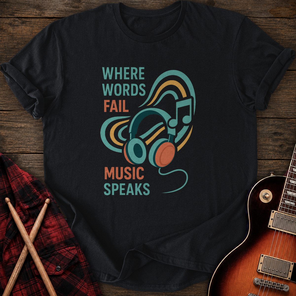 SOUNDOSE Music Speaks T-Shirt — Black t-shirt