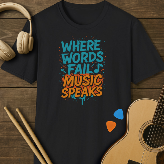SOUNDOSE Music Speaks T-Shirt — Black t-shirt