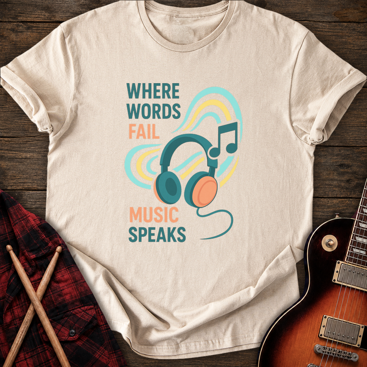 SOUNDOSE Music Speaks T-Shirt — Sand t-shirt