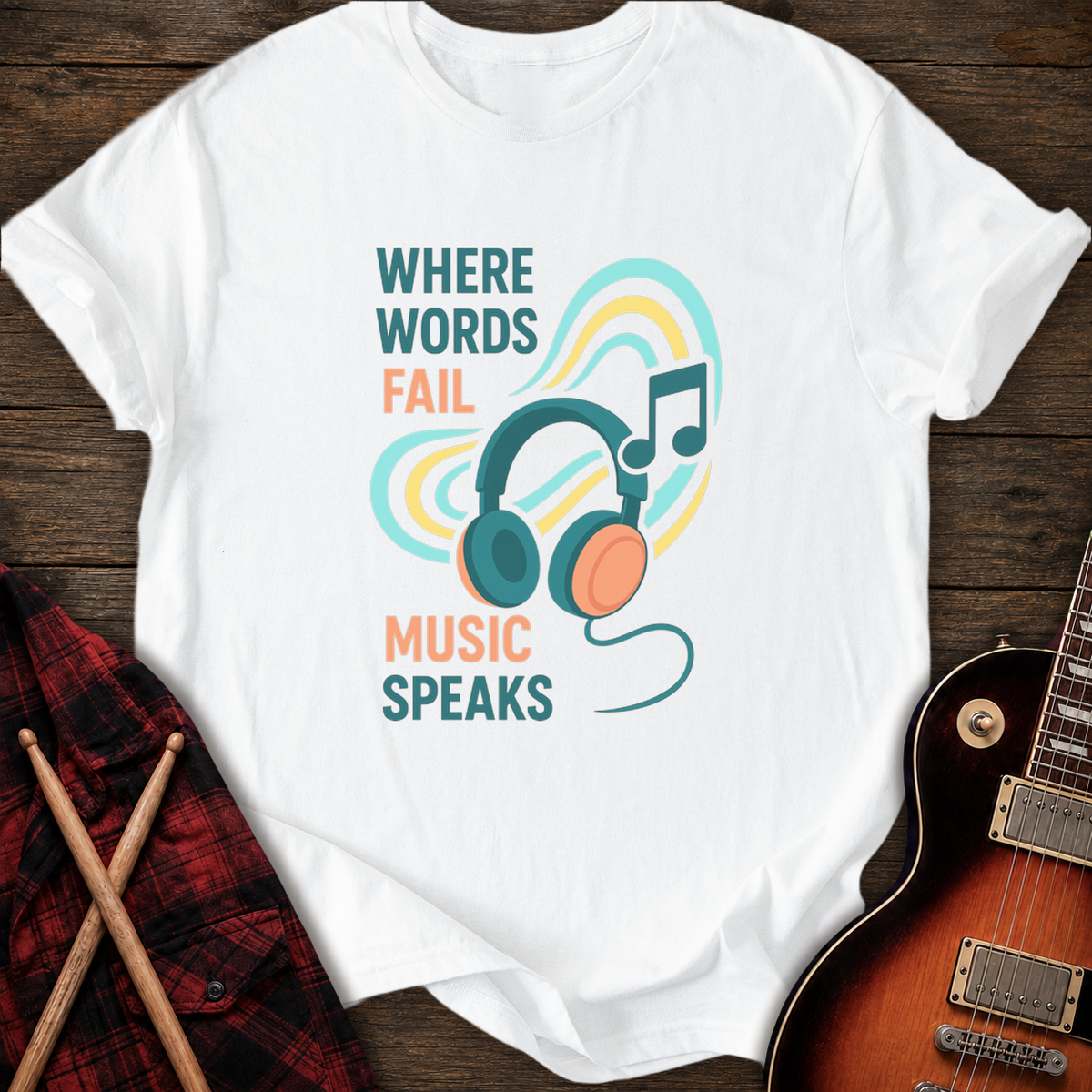 SOUNDOSE Music Speaks T-Shirt — White t-shirt