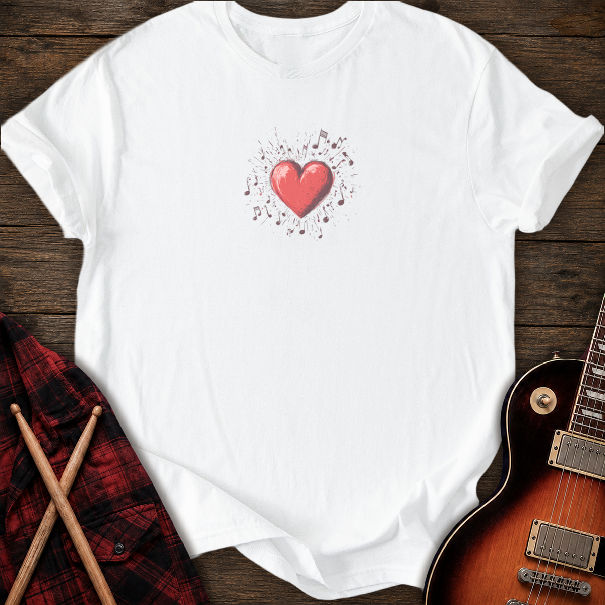 SOUNDOSE Musical Heart T-Shirt — White t-shirt