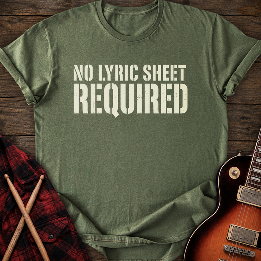 SOUNDOSE No Lyric Sheet T-Shirt — Military Green t-shirt