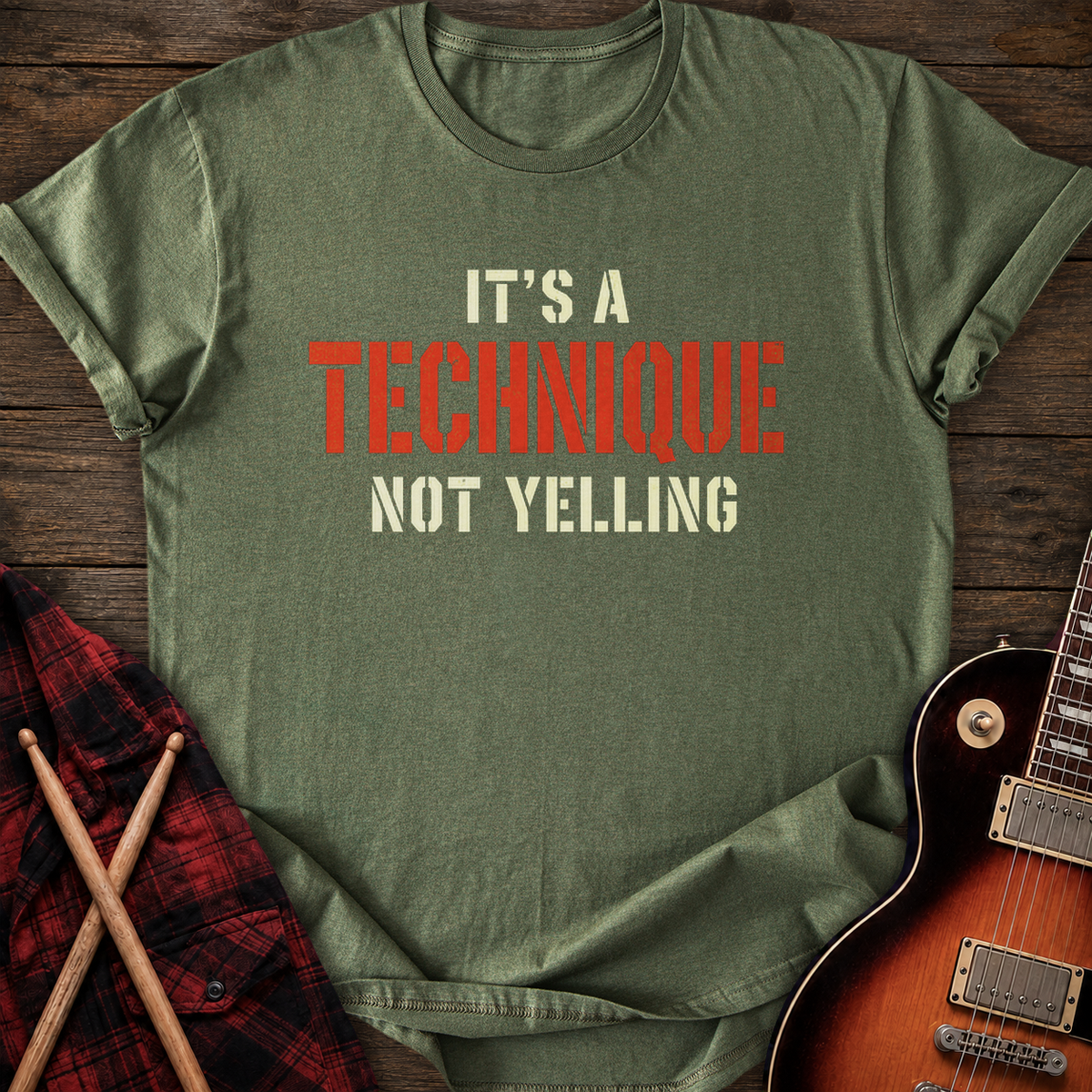 SOUNDOSE Not Yelling T-Shirt — Military Green t-shirt