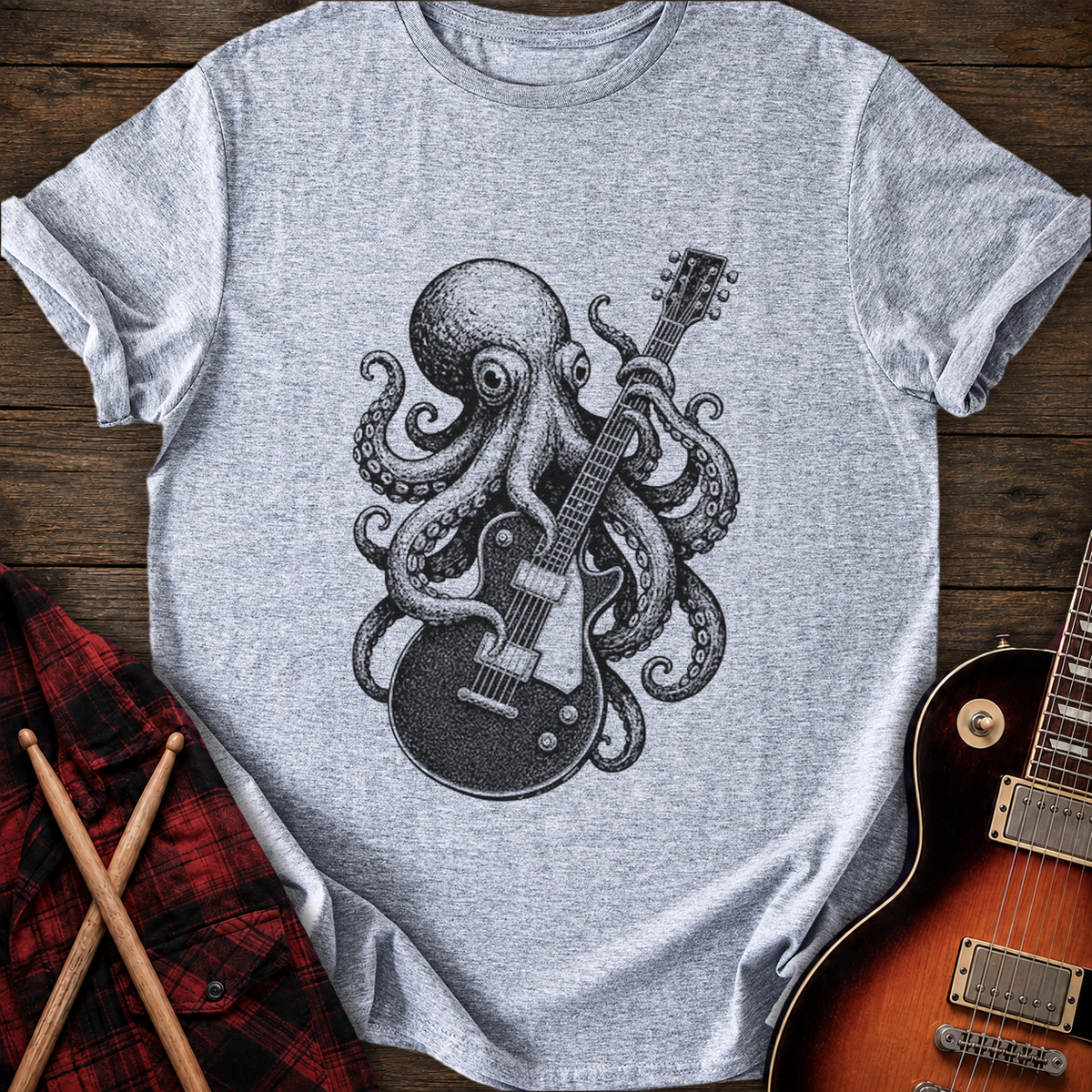 SOUNDOSE Octopus Guitar T-Shirt — Sport Grey t-shirt