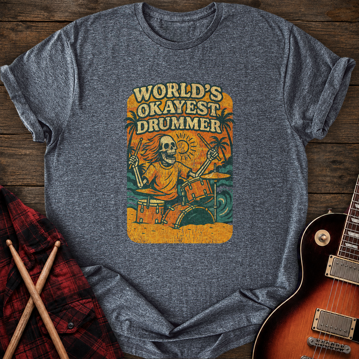 SOUNDOSE Okayest Drummer T-Shirt — Dark Heather t-shirt