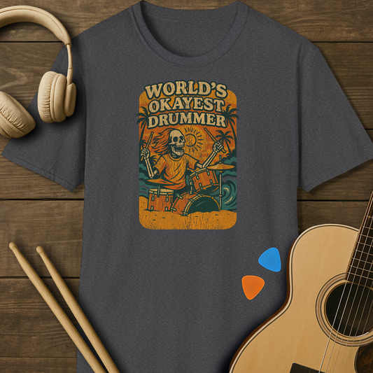 SOUNDOSE Okayest Drummer T-Shirt — Dark Heather t-shirt