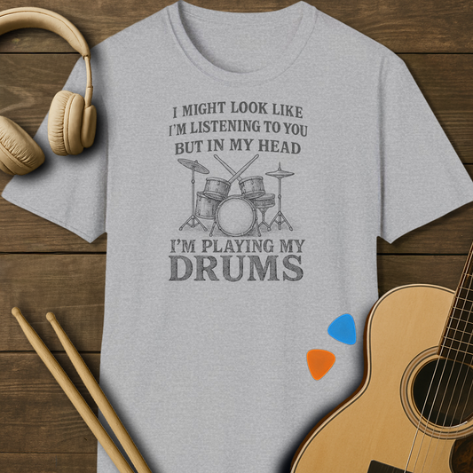 SOUNDOSE Playing Drums T-Shirt — Sport Grey t-shirt