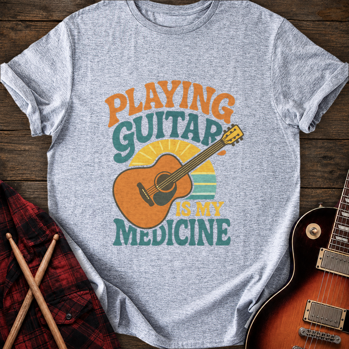 SOUNDOSE Playing Guitar T-Shirt — Sport Grey t-shirt