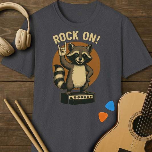 SOUNDOSE Raccoon Rock T-Shirt — Dark Heather t-shirt