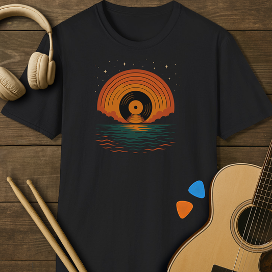SOUNDOSE Record Sunset T-Shirt — Black t-shirt