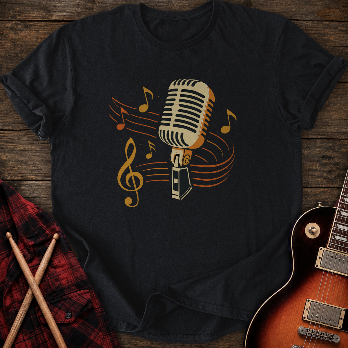 SOUNDOSE Retro Microphone T-Shirt — Black t-shirt