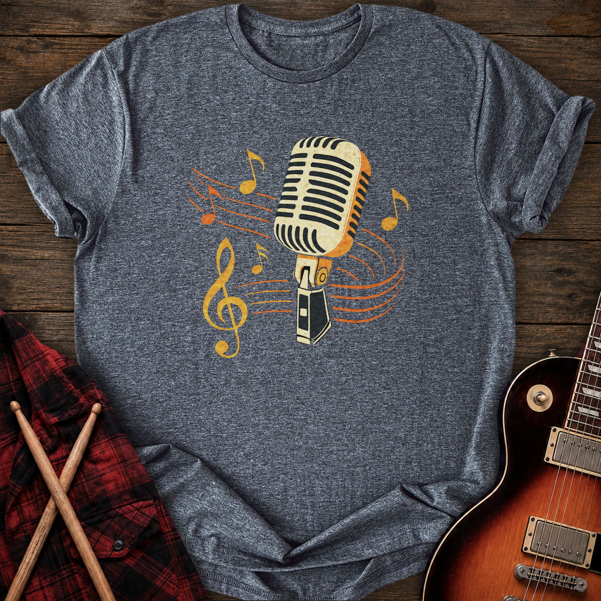 SOUNDOSE Retro Microphone T-Shirt — Dark Heather t-shirt