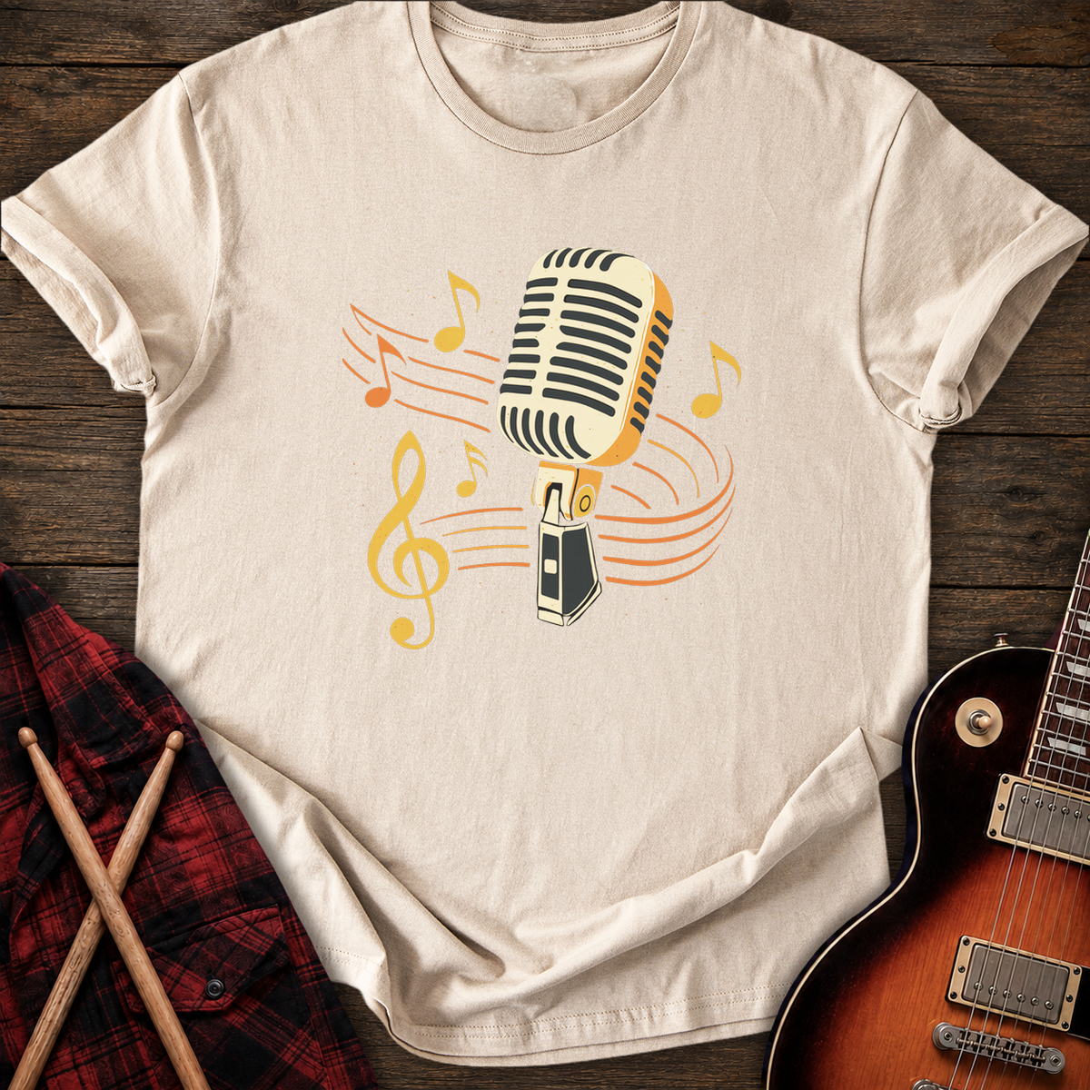 SOUNDOSE Retro Microphone T-Shirt — Sand t-shirt