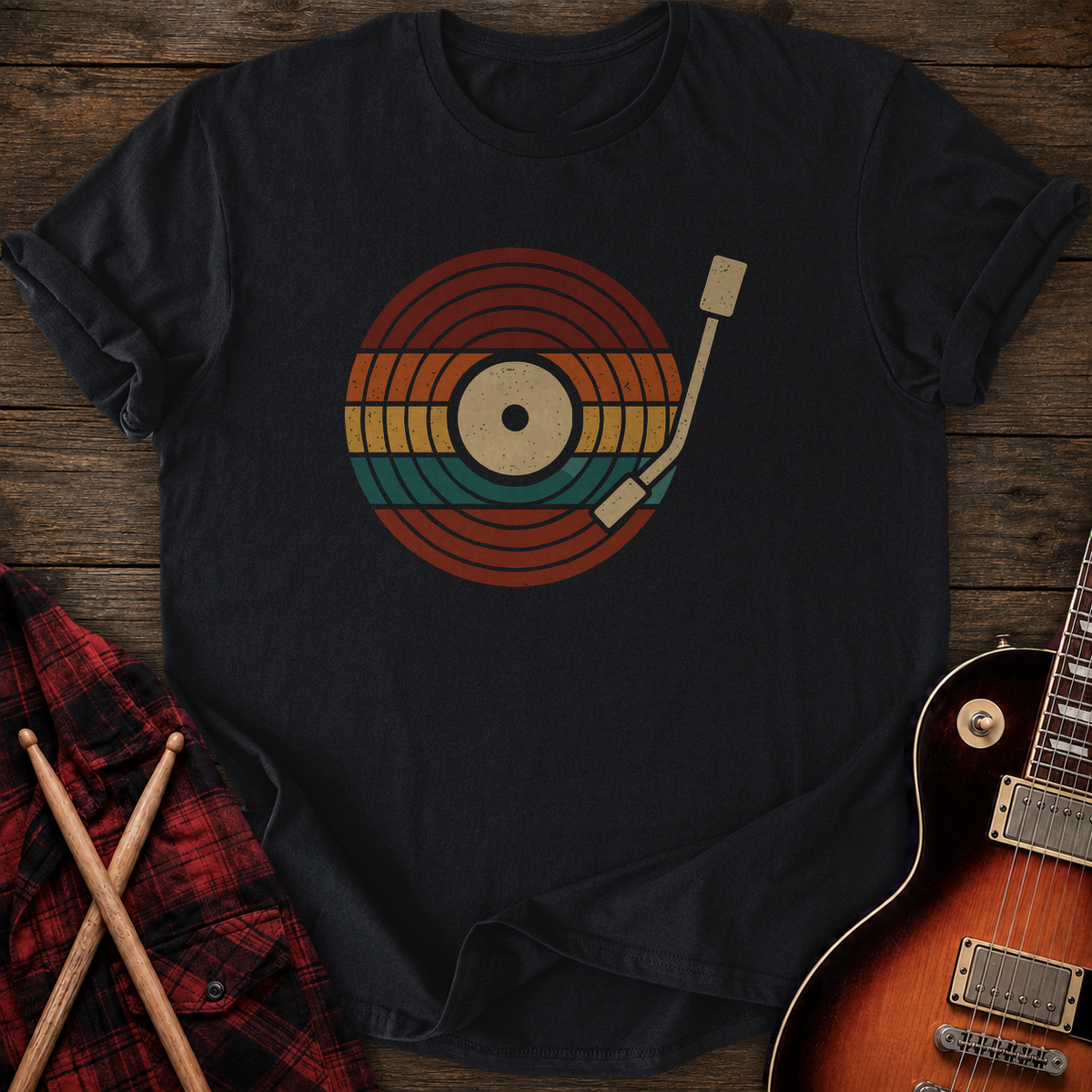 SOUNDOSE Retro Vinyl T-Shirt — Black t-shirt