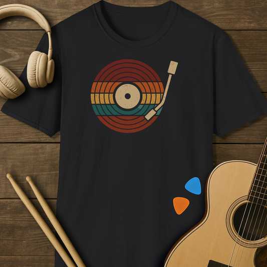SOUNDOSE Retro Vinyl T-Shirt — Black t-shirt