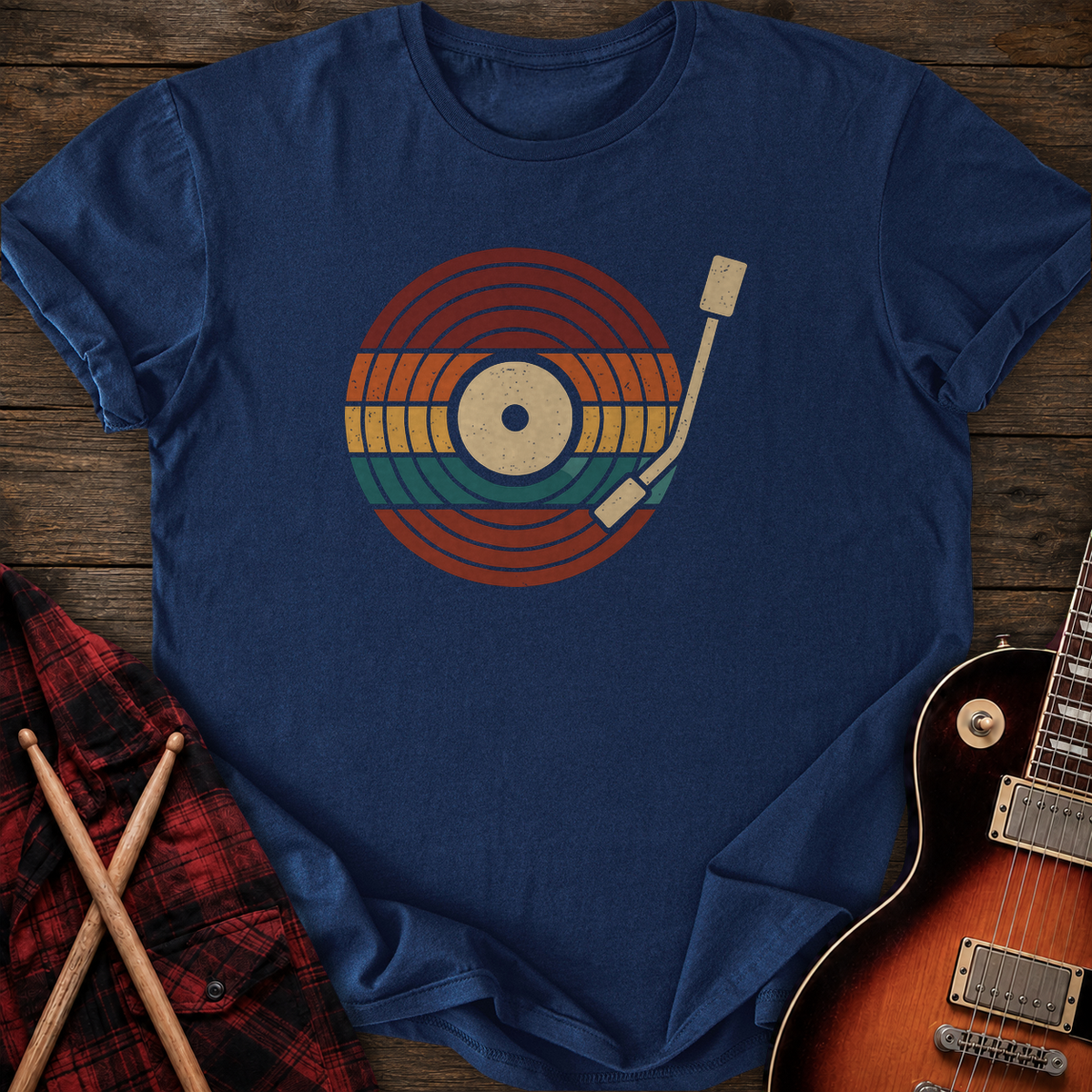 SOUNDOSE Retro Vinyl T-Shirt — Navy t-shirt