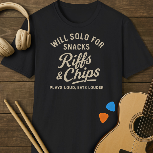 SOUNDOSE Riffs N Chips T-Shirt — Black t-shirt