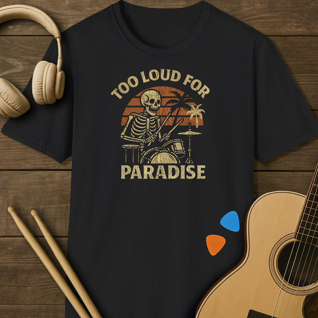 SOUNDOSE Skeleton Drummer T-Shirt — Black t-shirt
