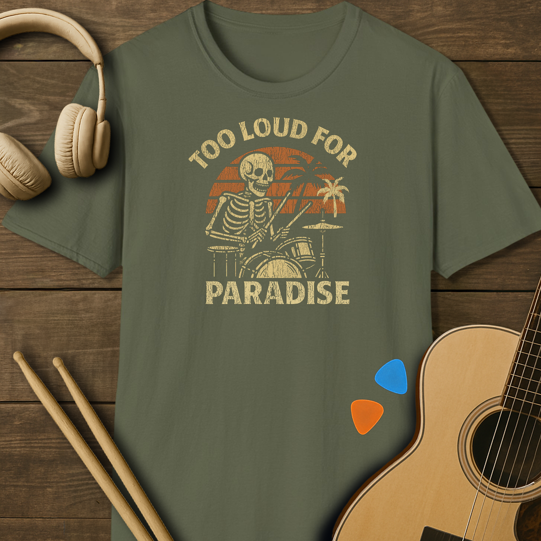 SOUNDOSE Skeleton Drummer T-Shirt — Military Green t-shirt