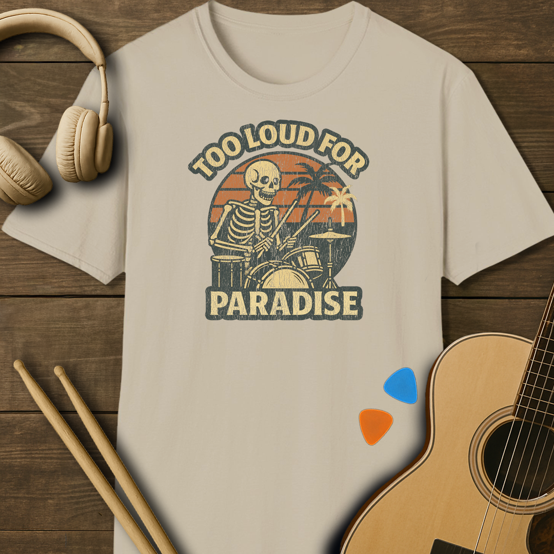 SOUNDOSE Skeleton Drummer T-Shirt — Sand t-shirt