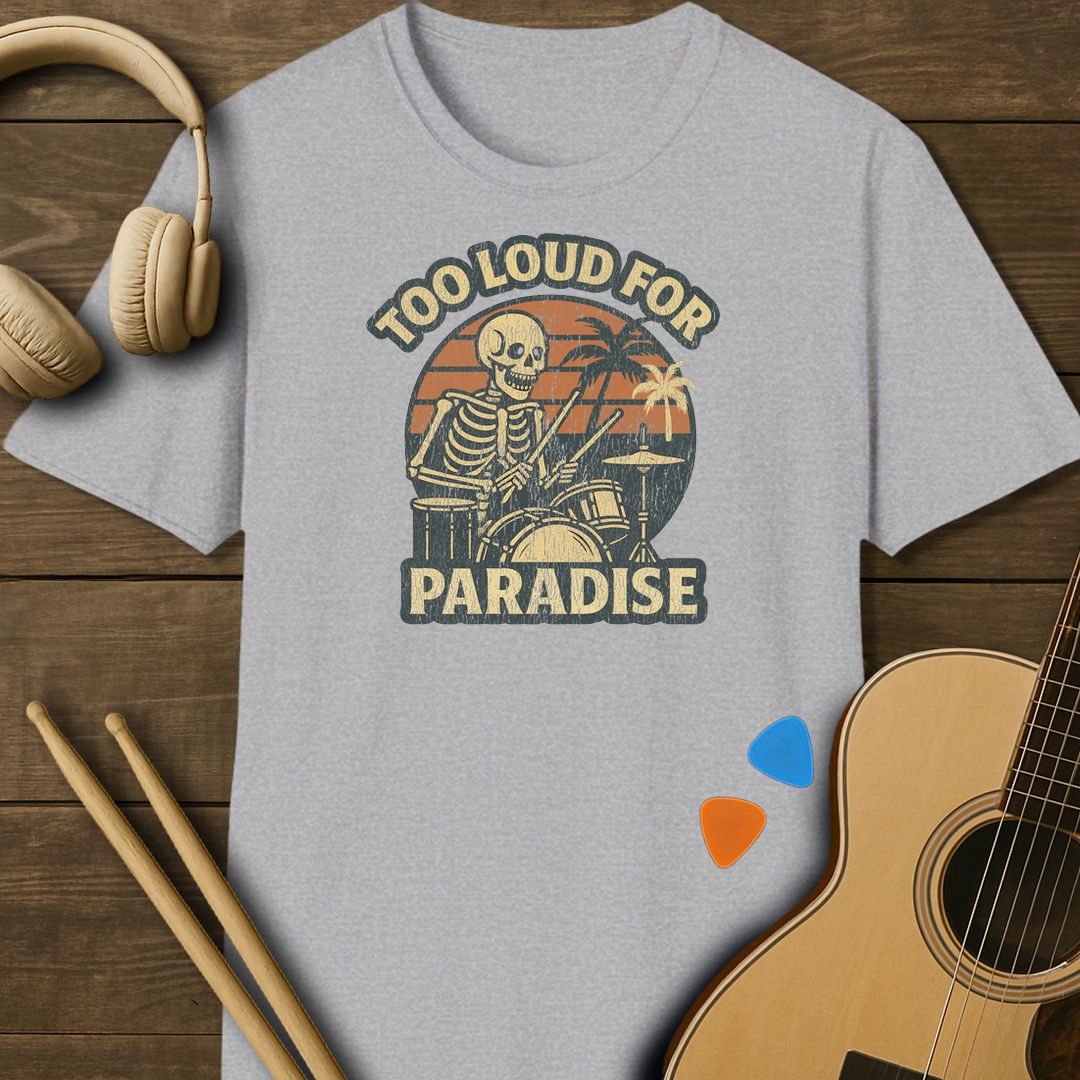 SOUNDOSE Skeleton Drummer T-Shirt — Sport Grey t-shirt