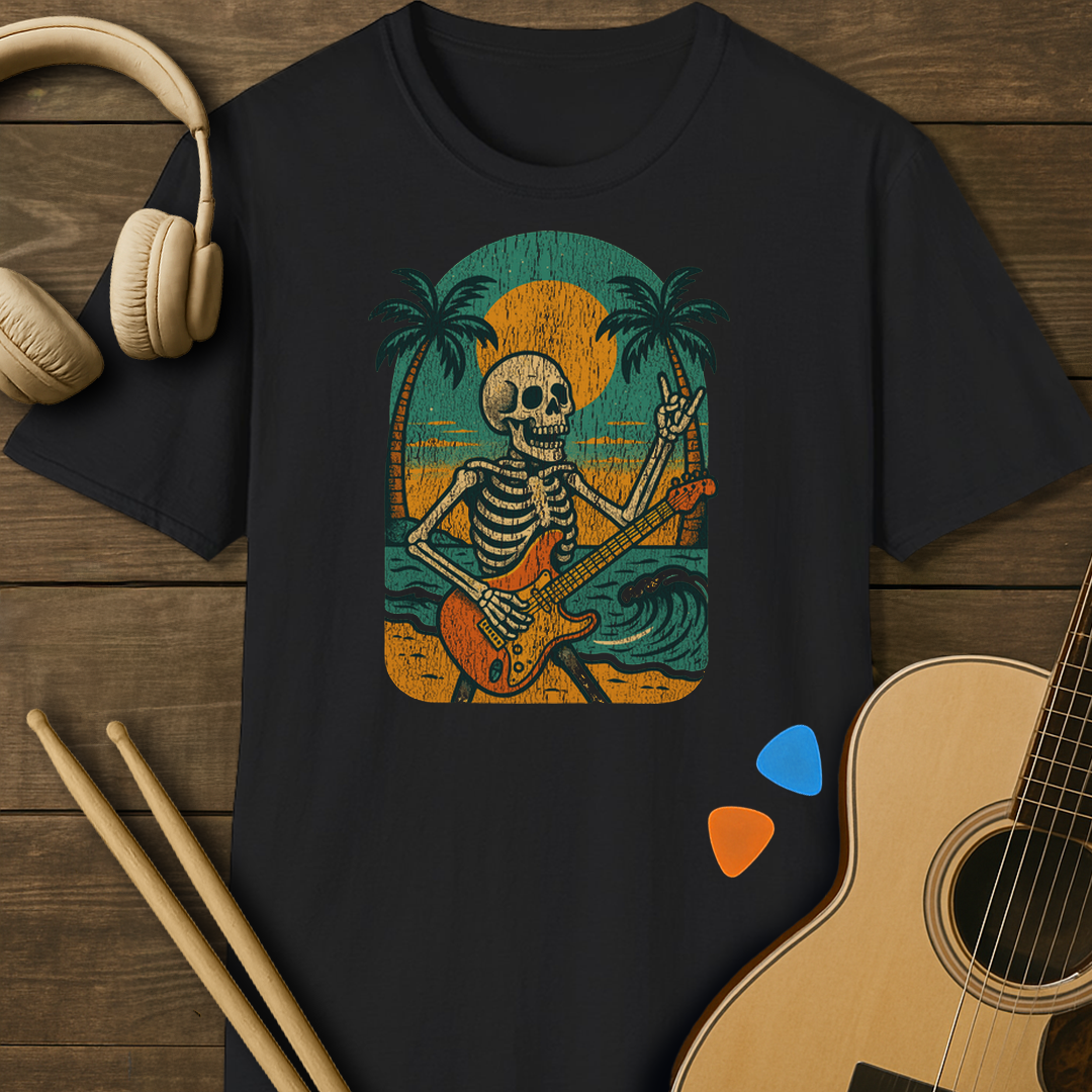 SOUNDOSE Skeleton Guitar T-Shirt — Black t-shirt
