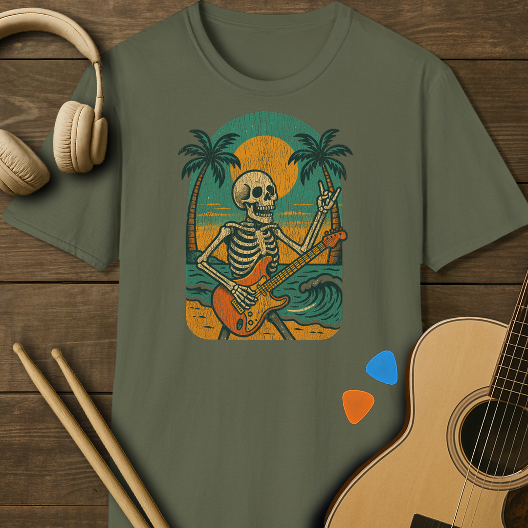 SOUNDOSE Skeleton Guitar T-Shirt — Military Green t-shirt