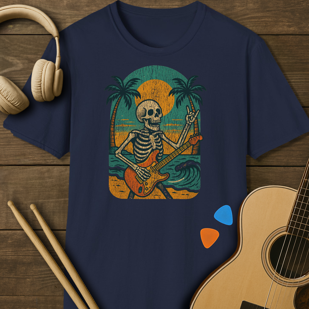SOUNDOSE Skeleton Guitar T-Shirt — Navy t-shirt