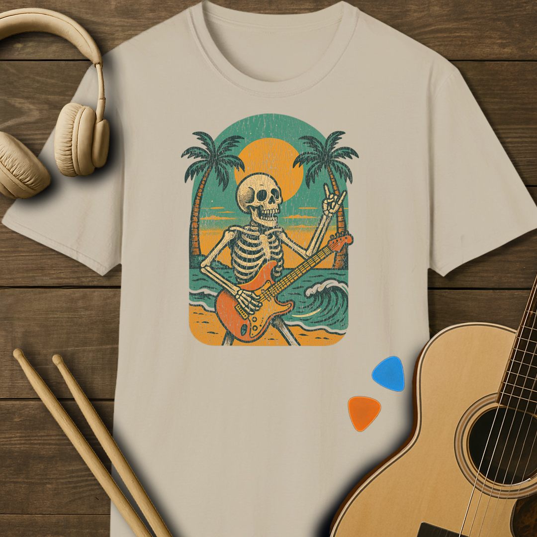 SOUNDOSE Skeleton Guitar T-Shirt — Sand t-shirt