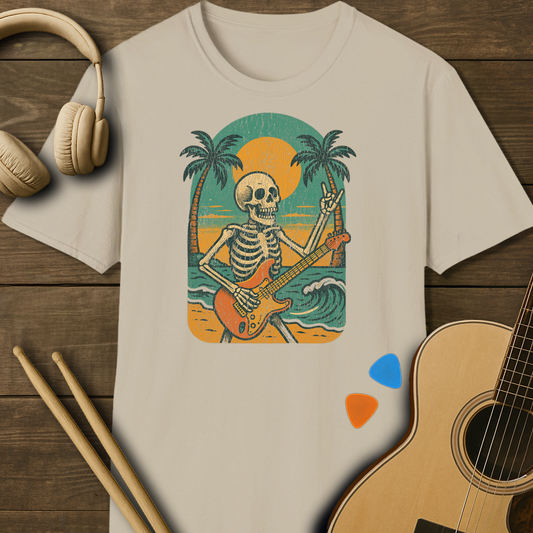 SOUNDOSE Skeleton Guitar T-Shirt — Sand t-shirt