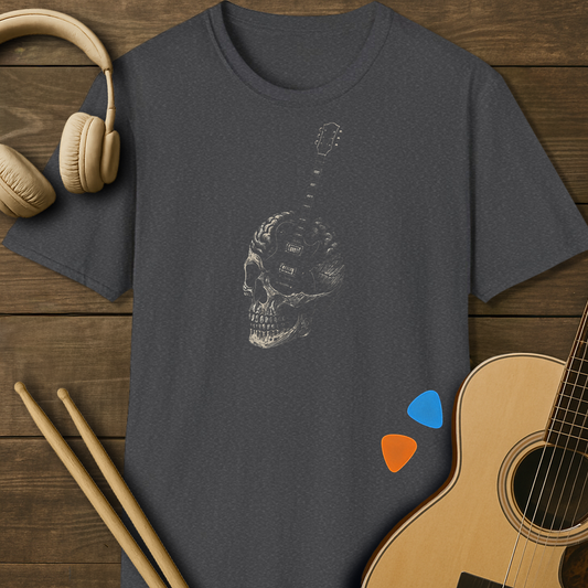 SOUNDOSE Skull Guitar T-Shirt — Dark Heather t-shirt