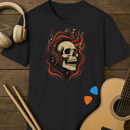 SOUNDOSE Skull Headphones T-Shirt — Black t-shirt