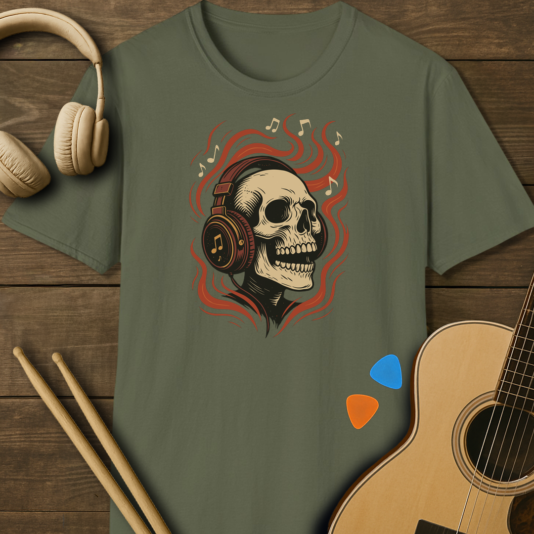 SOUNDOSE Skull Headphones T-Shirt — Military Green t-shirt