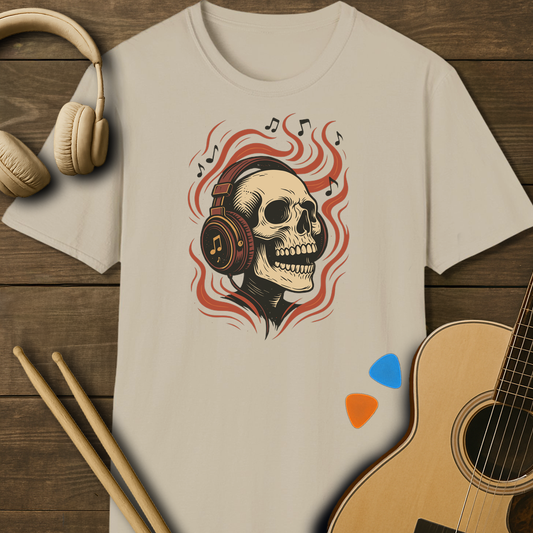 SOUNDOSE Skull Headphones T-Shirt — Sand t-shirt