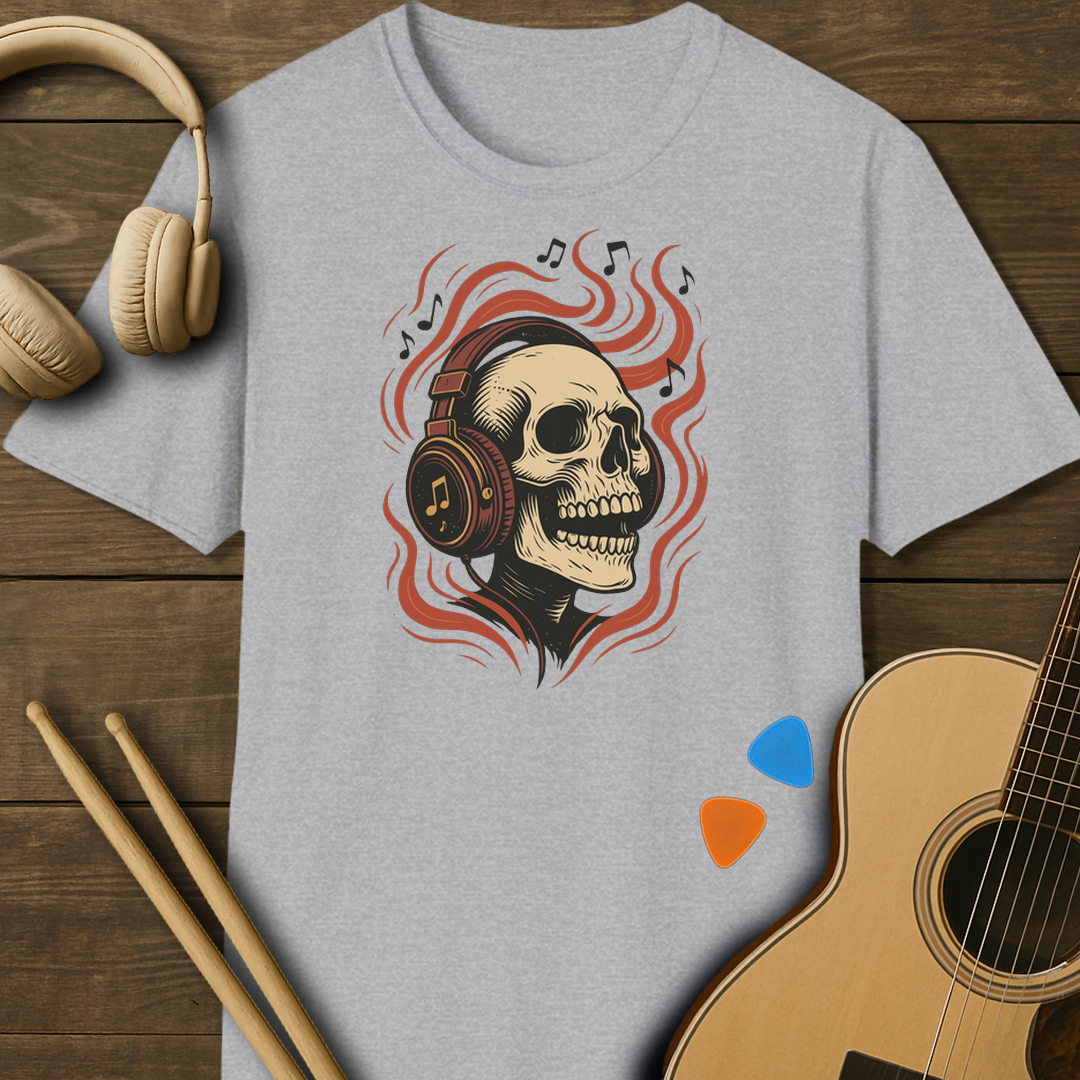 SOUNDOSE Skull Headphones T-Shirt — Sport Grey t-shirt