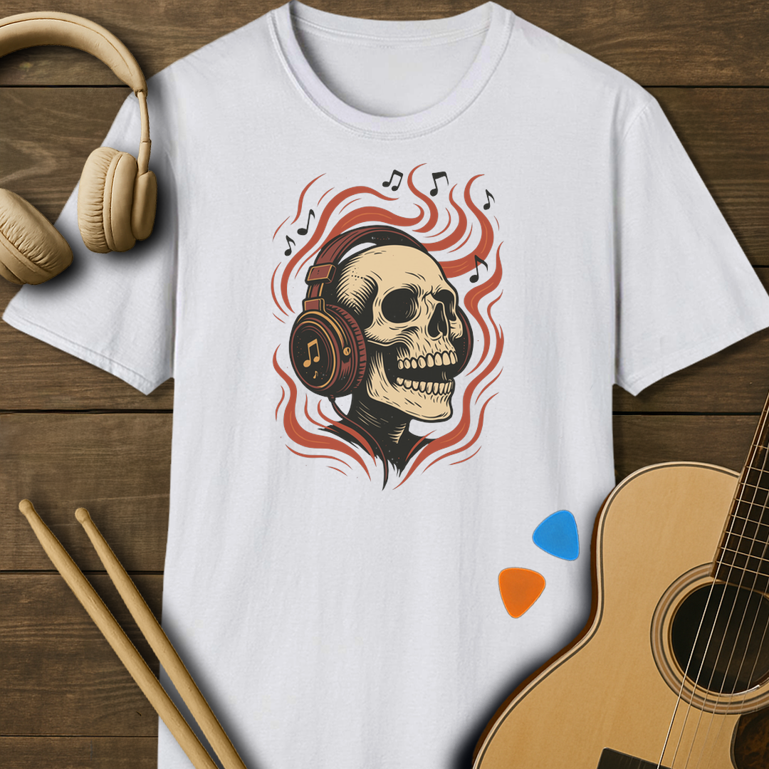 SOUNDOSE Skull Headphones T-Shirt — White t-shirt