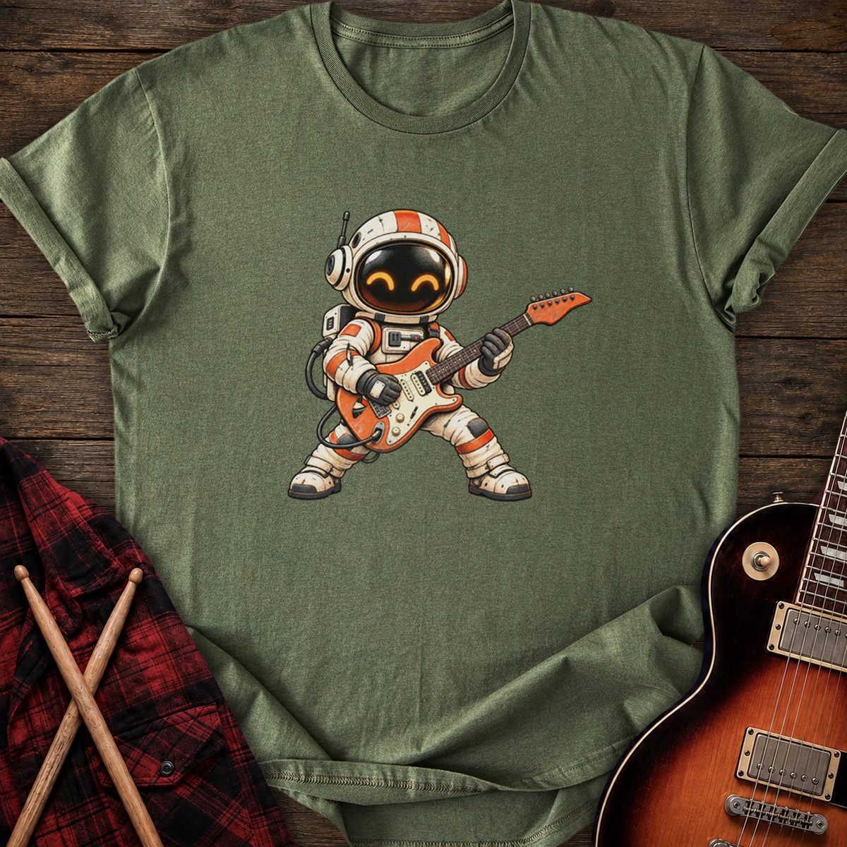 SOUNDOSE Space Guitarist T-Shirt — Military Green t-shirt
