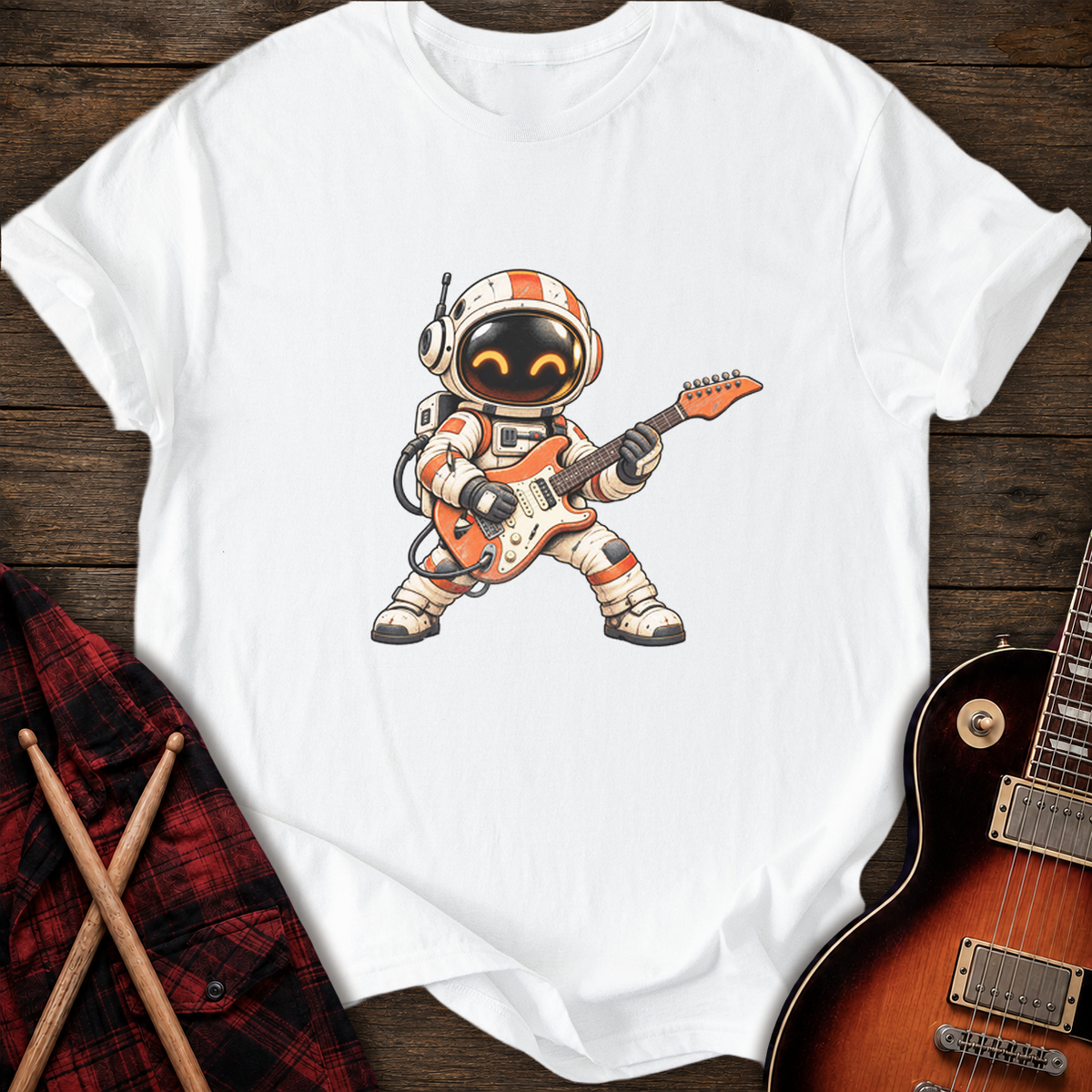 SOUNDOSE Space Guitarist T-Shirt — White t-shirt