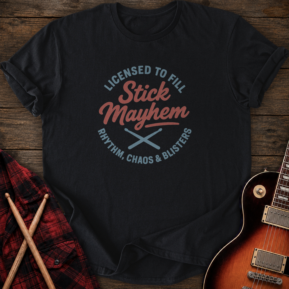 SOUNDOSE Stick Mayhem T-Shirt — Black t-shirt