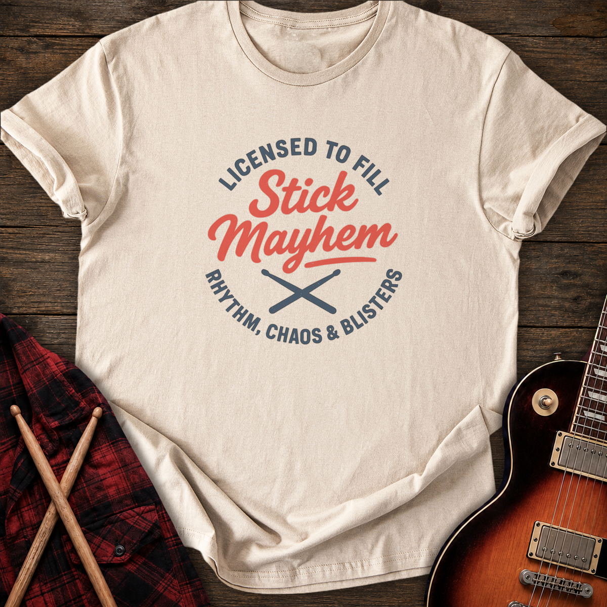 SOUNDOSE Stick Mayhem T-Shirt — Sand t-shirt