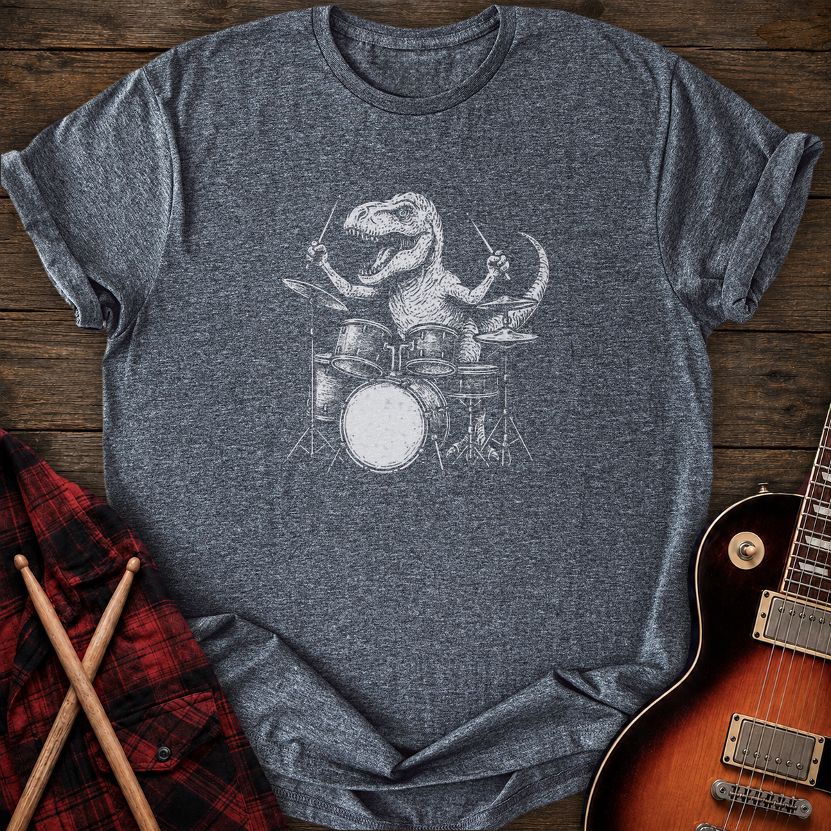 SOUNDOSE T-Rex Drum T-Shirt — Dark Heather t-shirt