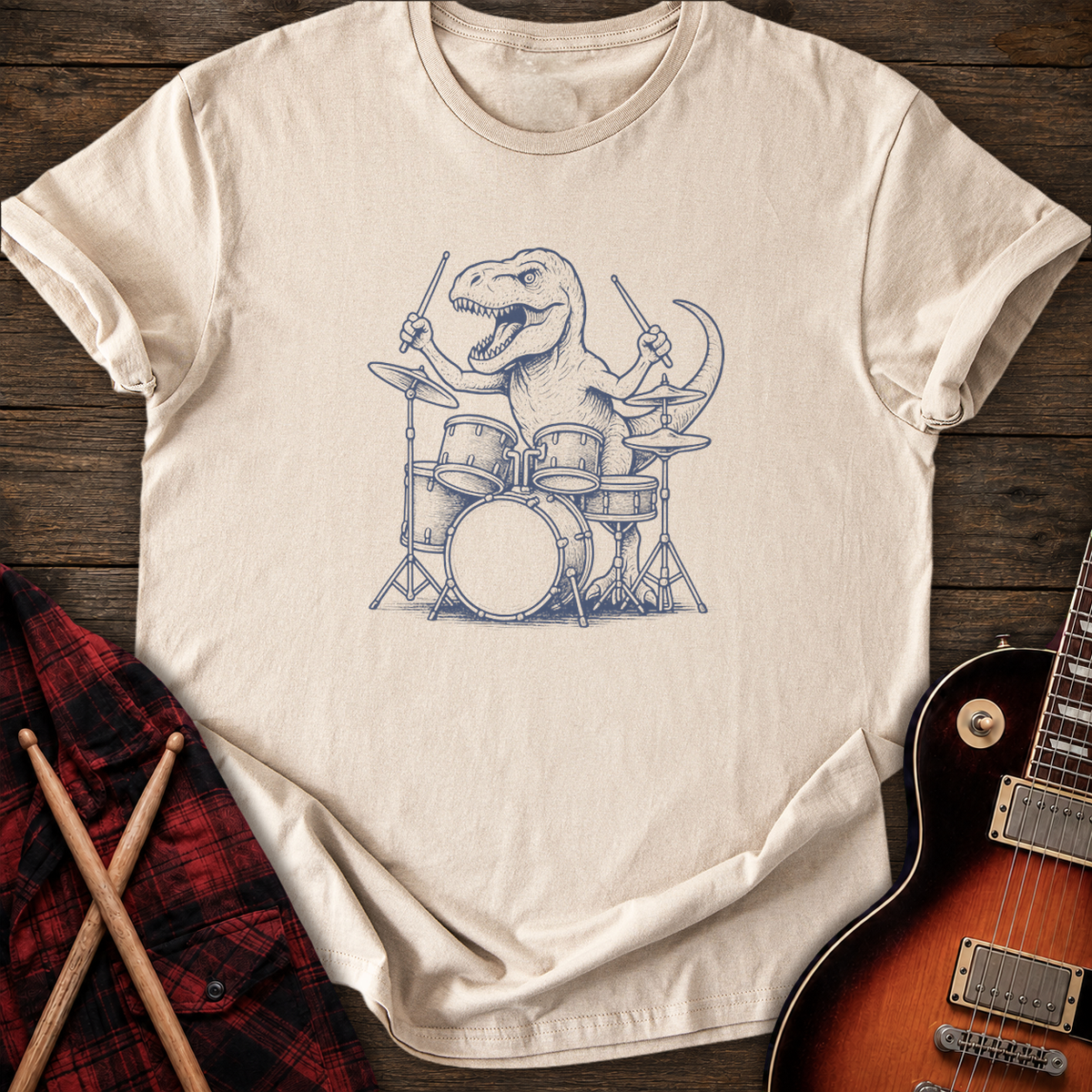 SOUNDOSE T-Rex Drum T-Shirt — Sand t-shirt