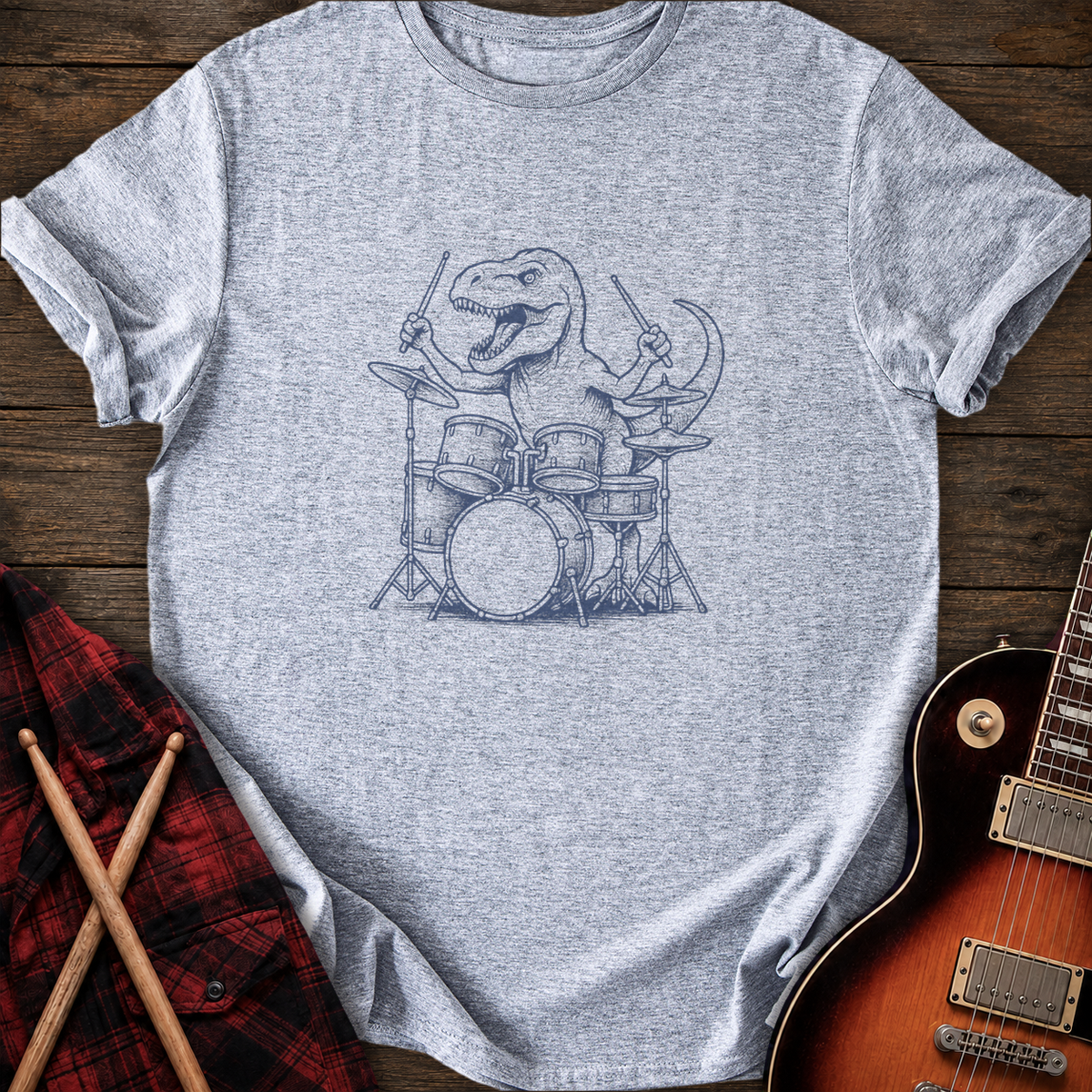 SOUNDOSE T-Rex Drum T-Shirt — Sport Grey t-shirt