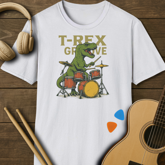 SOUNDOSE T-Rex Groove T-Shirt — White t-shirt
