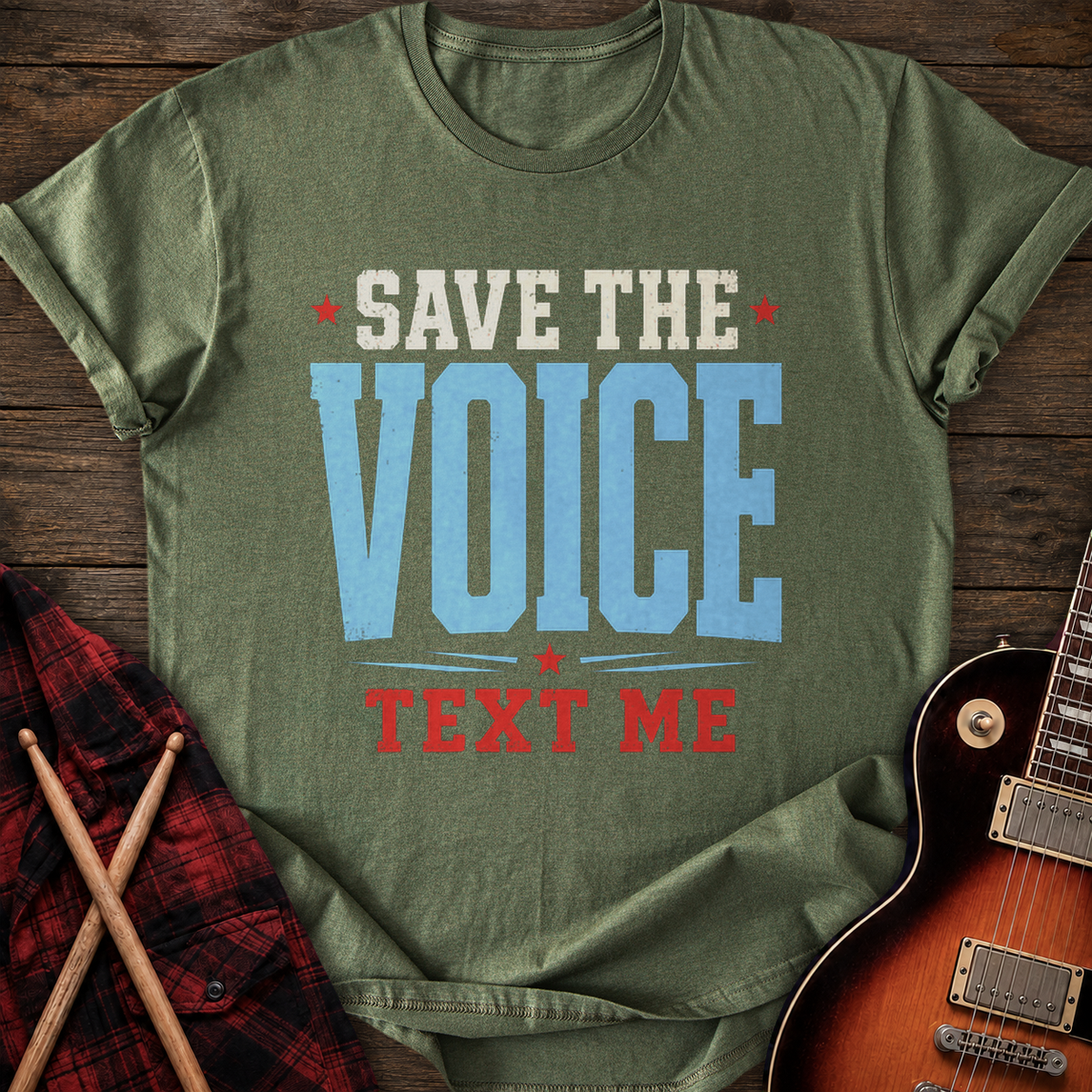 SOUNDOSE Text Me T-Shirt — Military Green t-shirt