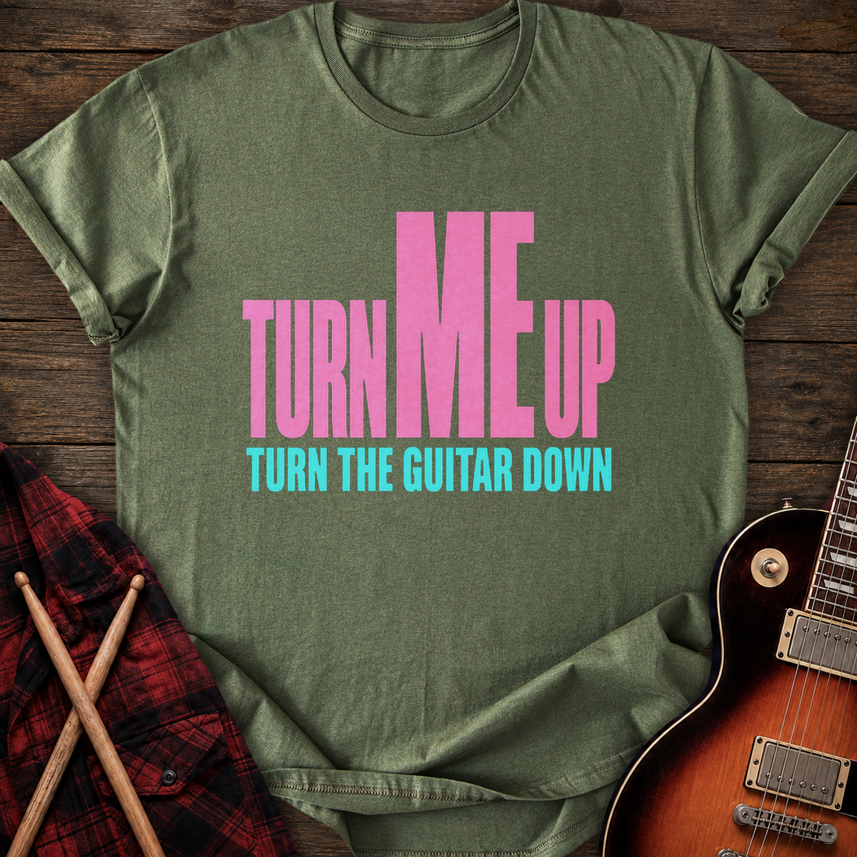 SOUNDOSE Turn Me Up T-Shirt — Military Green t-shirt